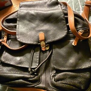 Valentina Black Leather Bag with Gold Accent